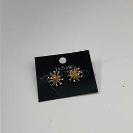 Designer J. Crew Gold-Tone Snowflake Multicolor Rhinestone Stud Earrings alternative image