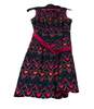 Women Multicolor Sleeveless Square Neck Belted Knee Length A Line Dress Size 8 image number 2