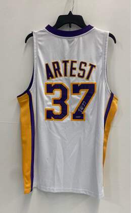 Adidas Men's L.A. Lakers White Jersey Signed by Ron Artest Sz. L alternative image