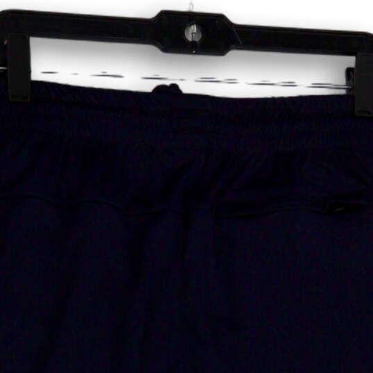 Mens Blue Elastic Waist Stretch Flat Front Drawstring Bermuda Shorts Size L image number 4