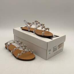 IOB Schutz Womens Yarin Silver Transparent Beaded Open Toe Strappy Sandals 5.5 B