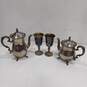 4pc International Silver Du Barry Silver Plated Teapot and Goblet Set image number 1