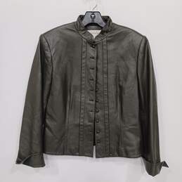 Jones New York Women's Gray Leather Jacket Size M