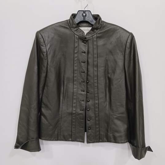 Jones New York Women's Gray Leather Jacket Size M image number 1