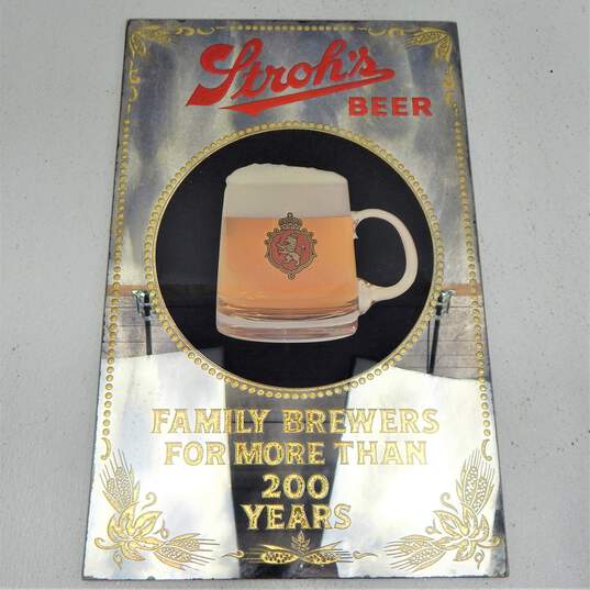 Vintage Original 12x19 Stroh's Beer Family Brewers 200 Years Mirror Sign image number 1