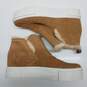 Tan Suede platform booties with faux fur trim unknown size image number 3
