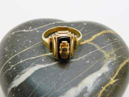 Vintage 10k Yellow Gold Blue Glass Class Ring 4.5g