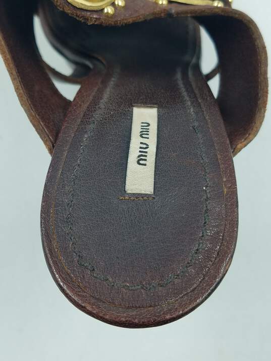 Authentic Miu Miu Brown Mule Sandal W 8 image number 8