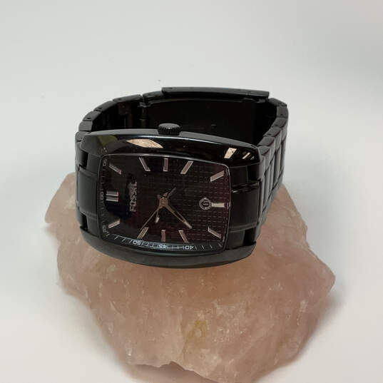 Designer Fossil ES-4518 Black Round Dial Stainless Steel Analog Wristwatch image number 1