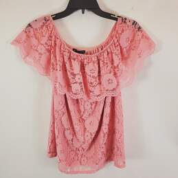 Adrianna Papell Women Pink Lace Blouse M NWT