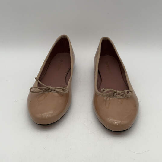 Womens Brown Leather Round Toe Low Top Slip-On Ballet Flats Size 41 image number 1