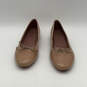 Womens Brown Leather Round Toe Low Top Slip-On Ballet Flats Size 41 image number 1