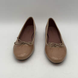 Womens Brown Leather Round Toe Low Top Slip-On Ballet Flats Size 41