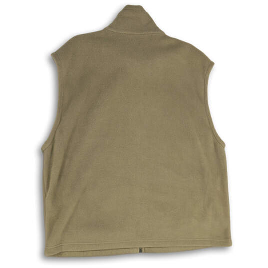 Mens Beige Fleece Sleeveless Mock Neck Full-Zip Vest Size X-Large image number 2