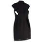 NWT Womens Black Cap Sleeve Belted Button Front Sheath Dress Size 8 image number 2
