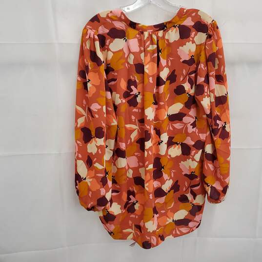 NYDJ Puff Sleeve Popover Top Gingervale Multicolor Women's Blouse Size M - NWT image number 2