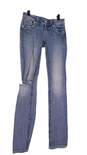Womens Blue Medium Wash Distressed Denim Straight Leg Jeans Size 24 image number 2
