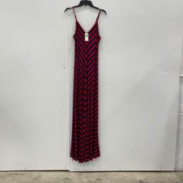 NWT Chelsea & Theodore Womens Red Blue Striped Sleeveless Maxi Dress Size L