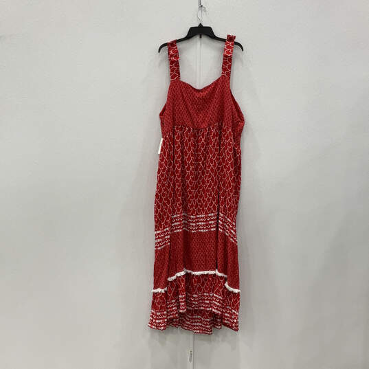 NWT Womens Red White Printed Square Neck Sleeveless Shift Dress Size 24 image number 1