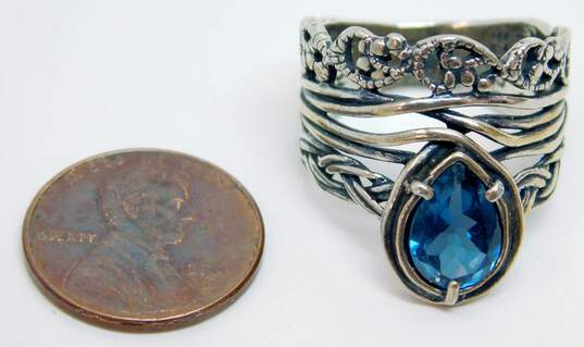Or Paz Israel Sterling Silver London Blue Topaz Wrap Ring 6.5g image number 6