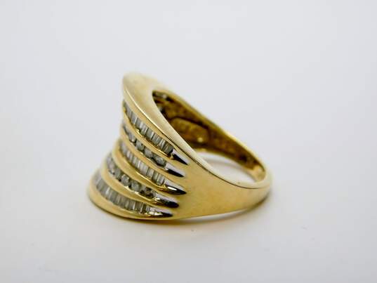 14K Yellow Gold 1.12 CTTW Baguette & Round Diamond Band Ring 5.6g image number 3
