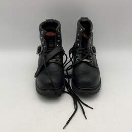 Harley-Davidson Womens Black Leather Round Toe Lace-Up Biker Boots Size 9.5