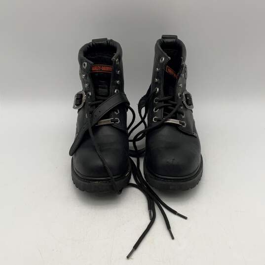 Harley-Davidson Womens Black Leather Round Toe Lace-Up Biker Boots Size 9.5 image number 1