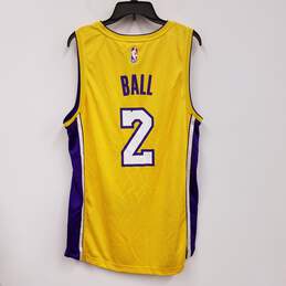 Mens Yellow Los Angeles Lakers Lonzo Ball #2 Basketball NBA Jersey Size L