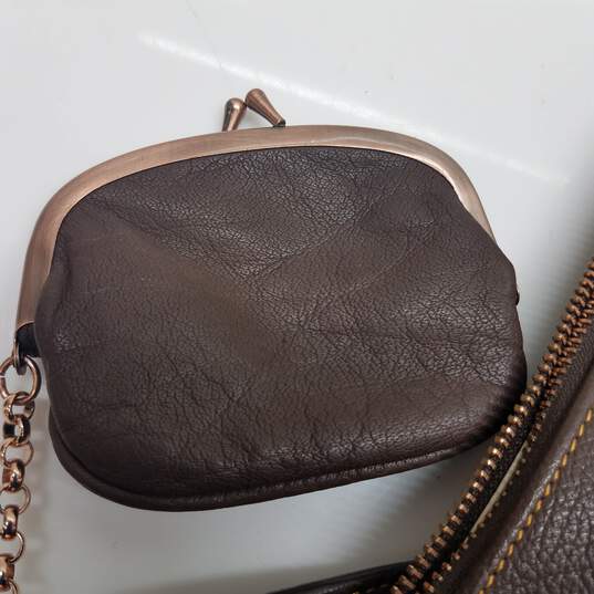 La Gioe di Toscana By Sharon Gioe Brown Leather Large Handbag & Coin Purse Set image number 9