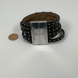 Designer Brighton Silver-Tone Studs Crystal Cut Stone Wide Wrap Bracelet alternative image