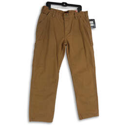 NWT Womens Brown Flat Font Slash Pocket Straight Leg Carpenter Pants Sz 38