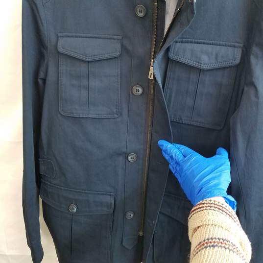 Men's Maceoo deep blue cotton twill cargo coat image number 5