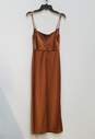 Womens Brown Sleeveless Cowl Neck Slide Slit Back Zip Maxi Dress Size 4 image number 2