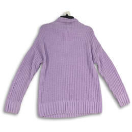 Womens Purple Long Sleeve Turtle Neck Cable Knit Pullover Sweater Size XS alternative image