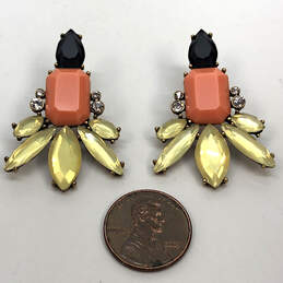 Designer J. Crew Black Peach Lemon Gold Crystals Stud Drop Earring
