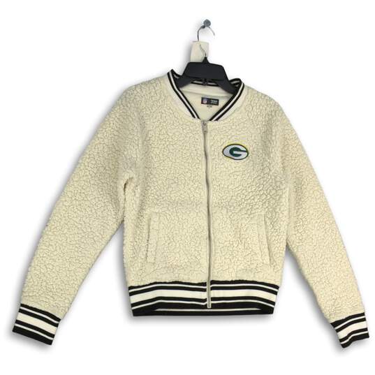 NFL Womens White Long Sleeve Green Bay Packers Sherpa Full-Zip Jacket Size Small image number 1
