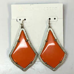Designer Kendra Scott Gold-Tone Orange Alex Stone Drop Earrings w/ Dust Bag