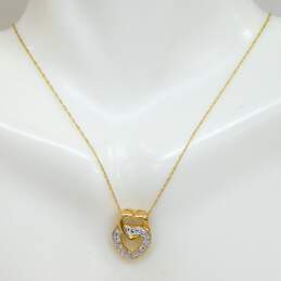 10K Yellow Gold Diamond Accent Double Heart Necklace 1.5g alternative image