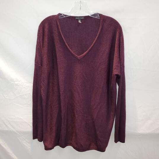 Eileen Fisher Merino Wool Lightweight V-Neck Pullover Sweater Size M image number 1