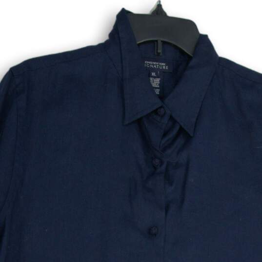 NWT Mens Blue Pointed Collar Roll Tab Sleeve Button-Up Shirt Size X-Large image number 3