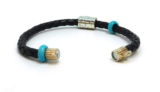 Desert Rose Trading DTR 925 Turquoise Heart Dangle Black Braided Leather Bracelet 11.3g image number 4