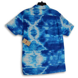 NWT Mens Blue Tie Dye Spread Collar Short Sleeve Button-Up Shirt Size M alternative image