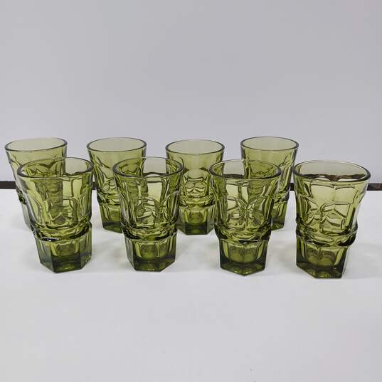 Vintage Bundle of 8 Assorted Green Glass Cups image number 1
