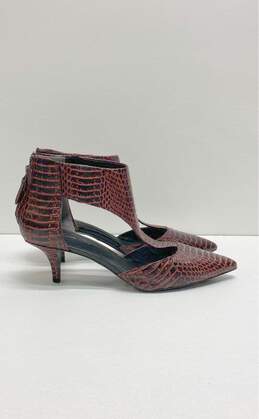 Kenneth Cole T-Strap Red Reptile Print Heels Women 7.5