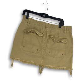 Free People Womens Tan Denim Distressed Slash Pocket Frayed Mini Skirt Size 29 alternative image