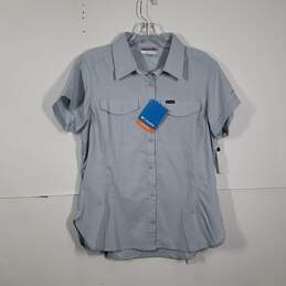 NWT Womens Omni-Shade Collared Short Sleeve Button-Up Shirt Size Medium