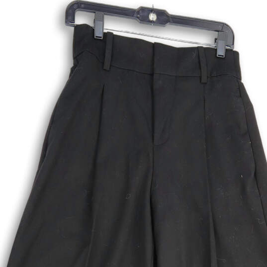 Womens Black Pleated Back Welt Pocket Wide Leg Ankle Pants Size 4 image number 3