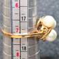 14K Yellow Gold White Sapphire & Pearl Accent Ring Size 7 - 3.1g image number 4