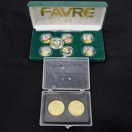 BRETT FAVRE/PACKERS Career Set Painted State Quarter w/Case $1 Coin & Medallions