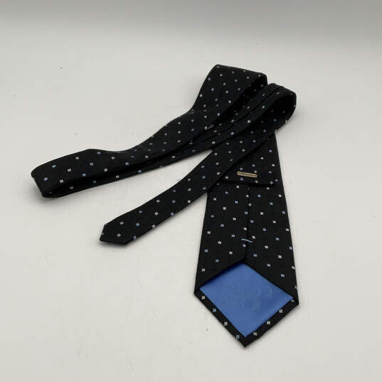 Mens Black Geometric Silk Four-In-Hand Adjustable Formal Pointed Neck Tie image number 2